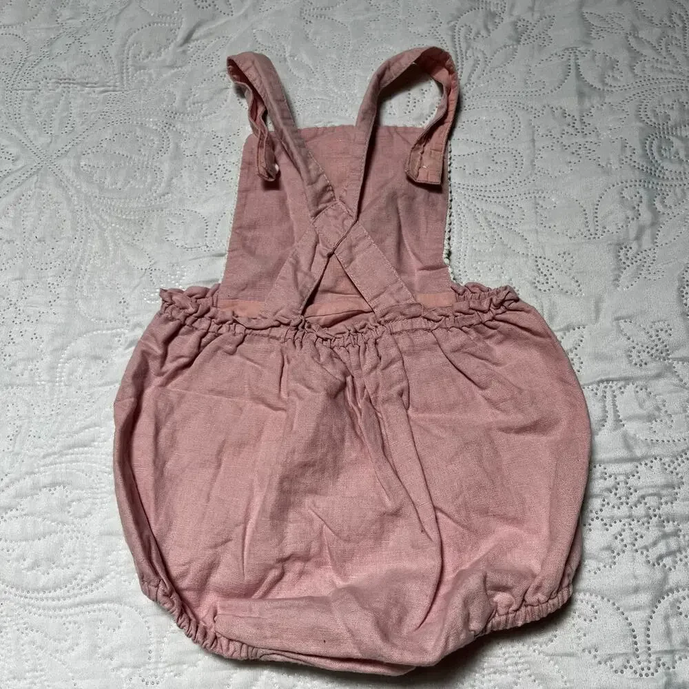 Baby Boden Embroidered Linen Blend Bubble Romper 18-24m